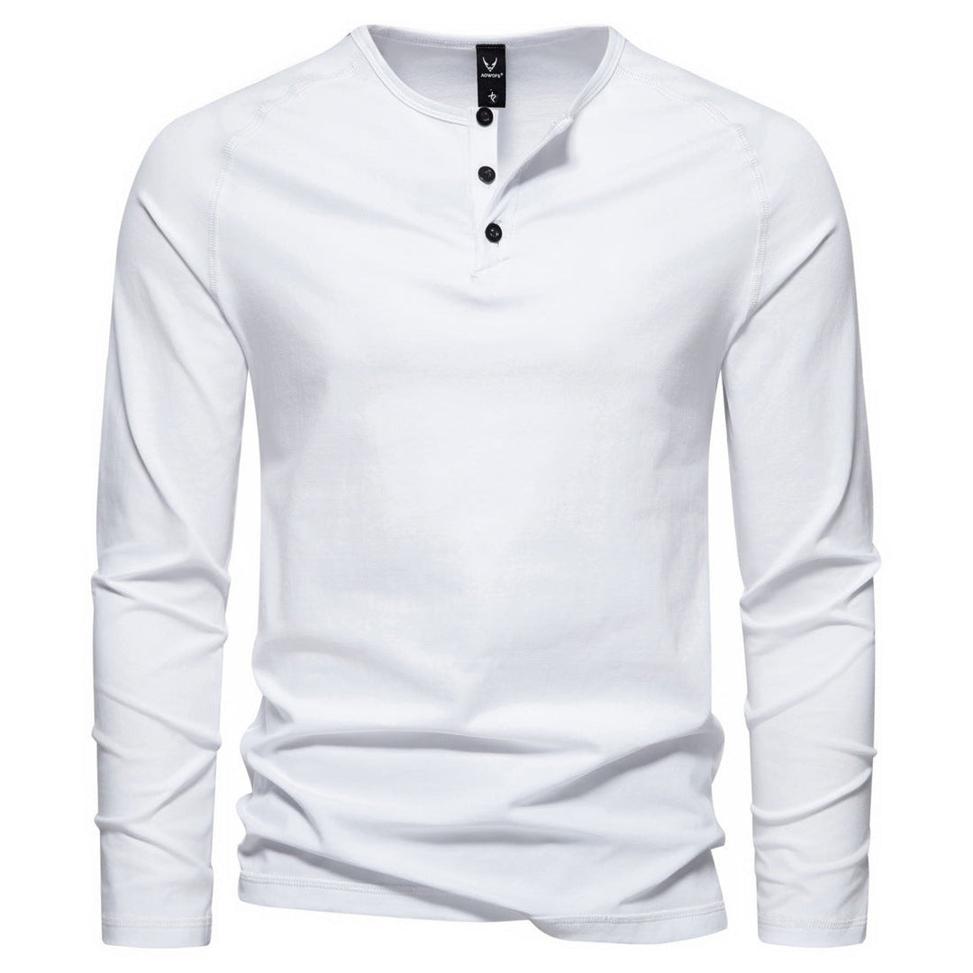 Tobias | Herren Langarm Henley Shirt mit Knopfleiste