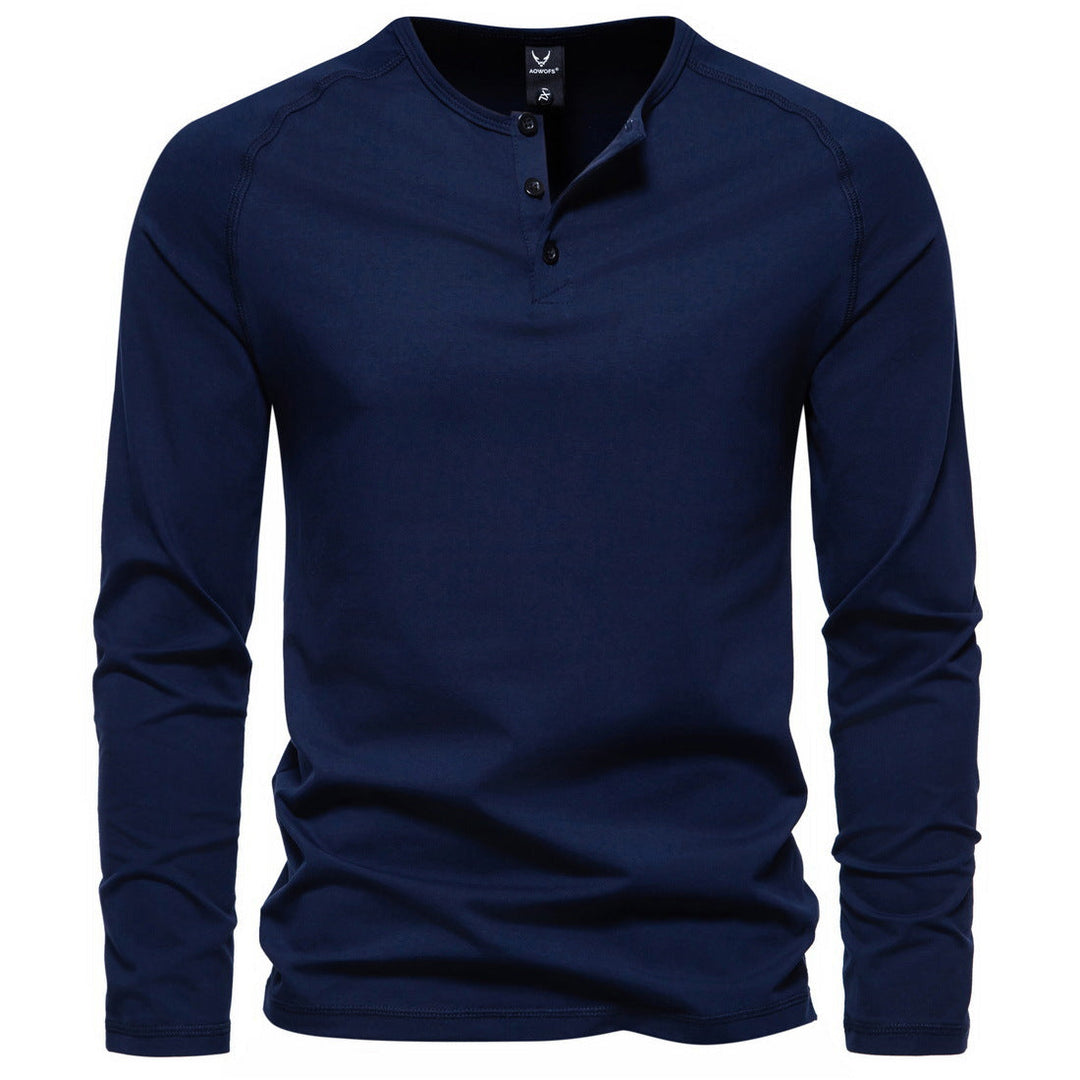 Tobias | Herren Langarm Henley Shirt mit Knopfleiste