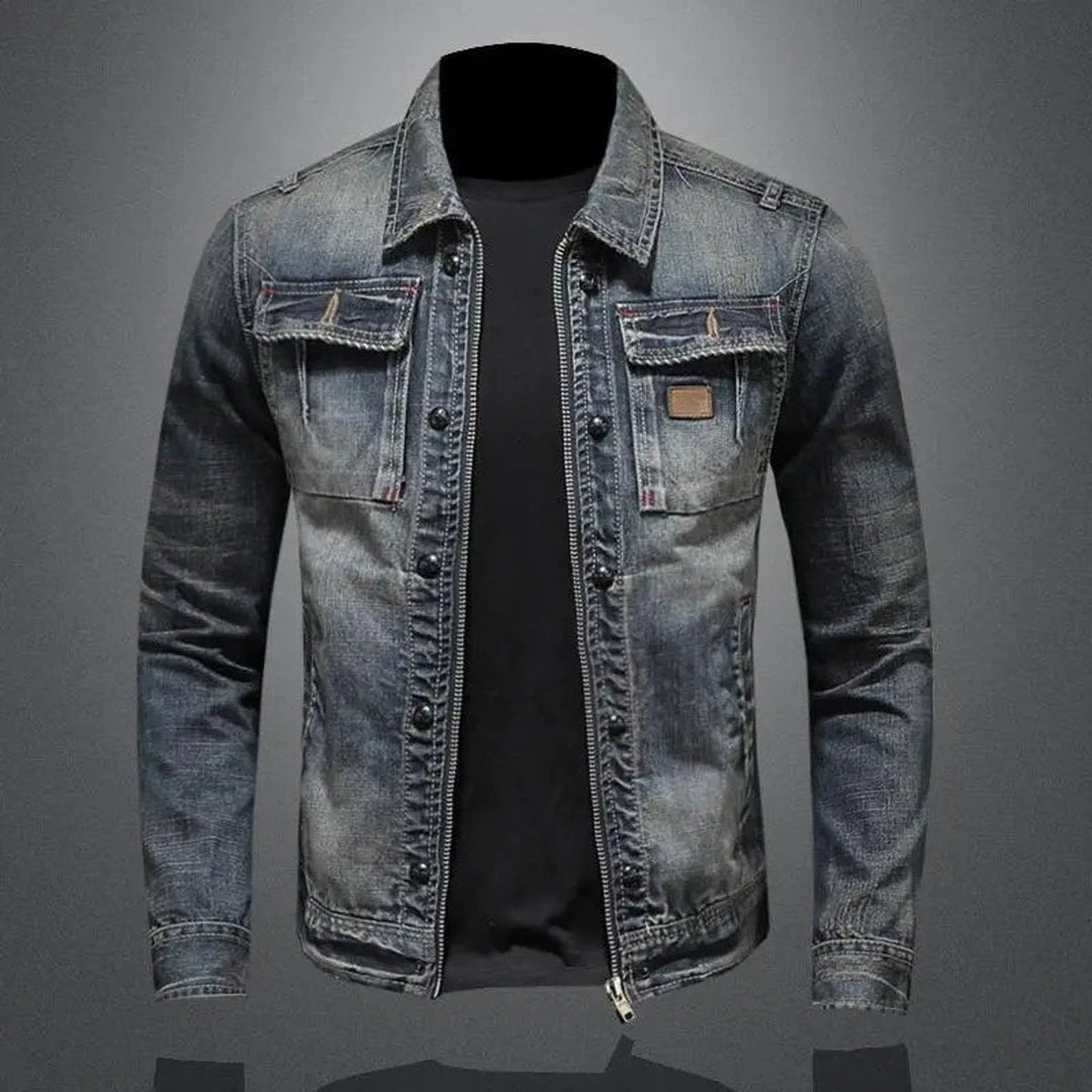 Tobias | Herren Retro Vintage Jeansjacke mit Reißverschluss