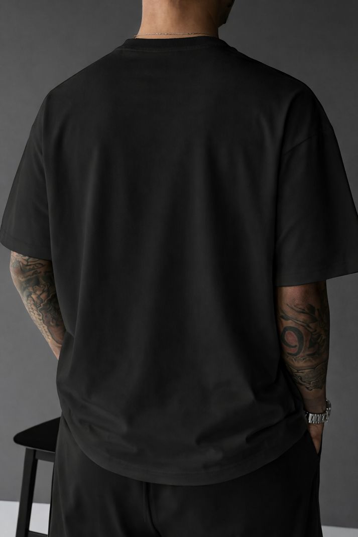Torben Herren T-Shirt mit Kirschblütenprint und Rundhalsausschnitt – Schwarz