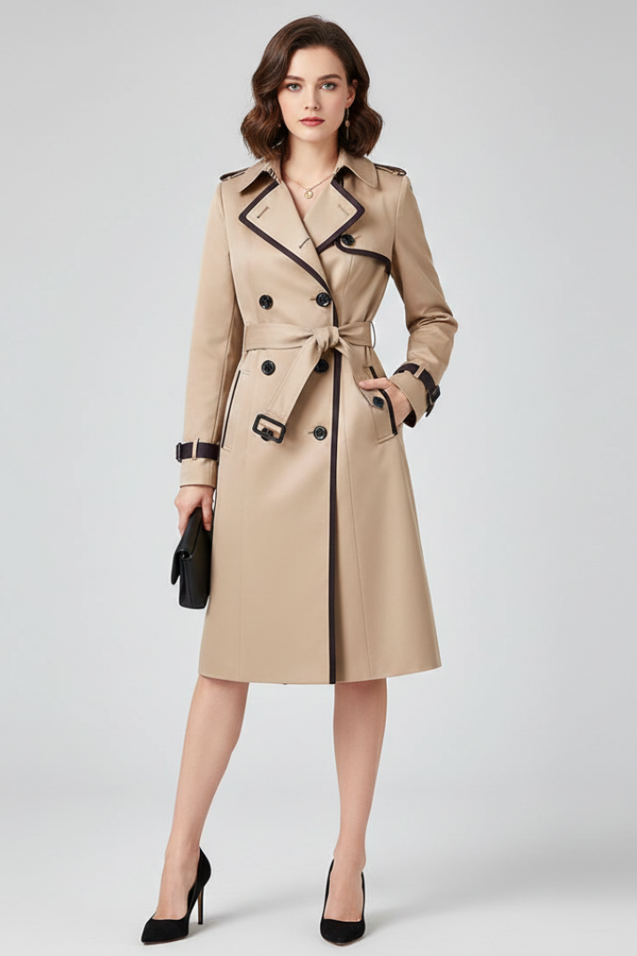 Trenchcoat Damen mit Gürtel und Knopfleiste