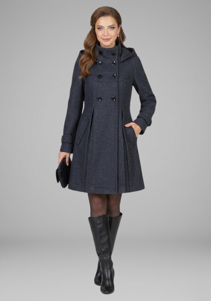 Trenchcoat Damen mit Kapuze und Doppelter Knopfleiste