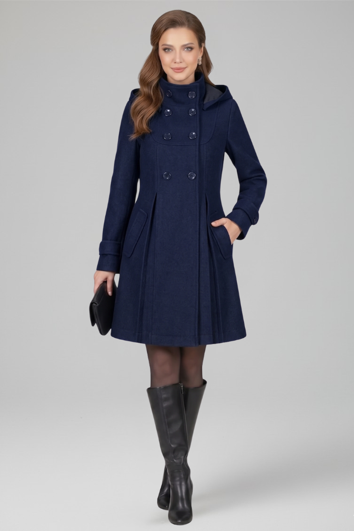 Trenchcoat Damen mit Kapuze und Doppelter Knopfleiste