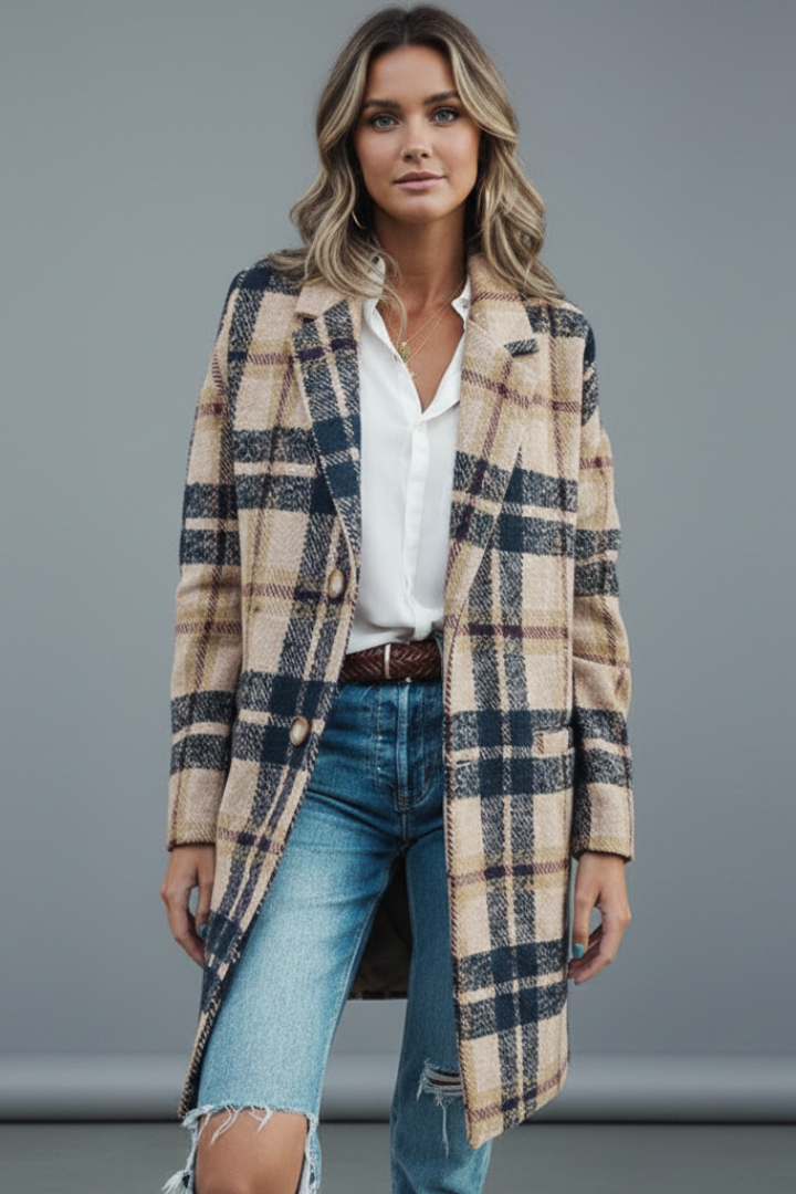 Dames trenchcoat met reverskraag en knoopsluiting