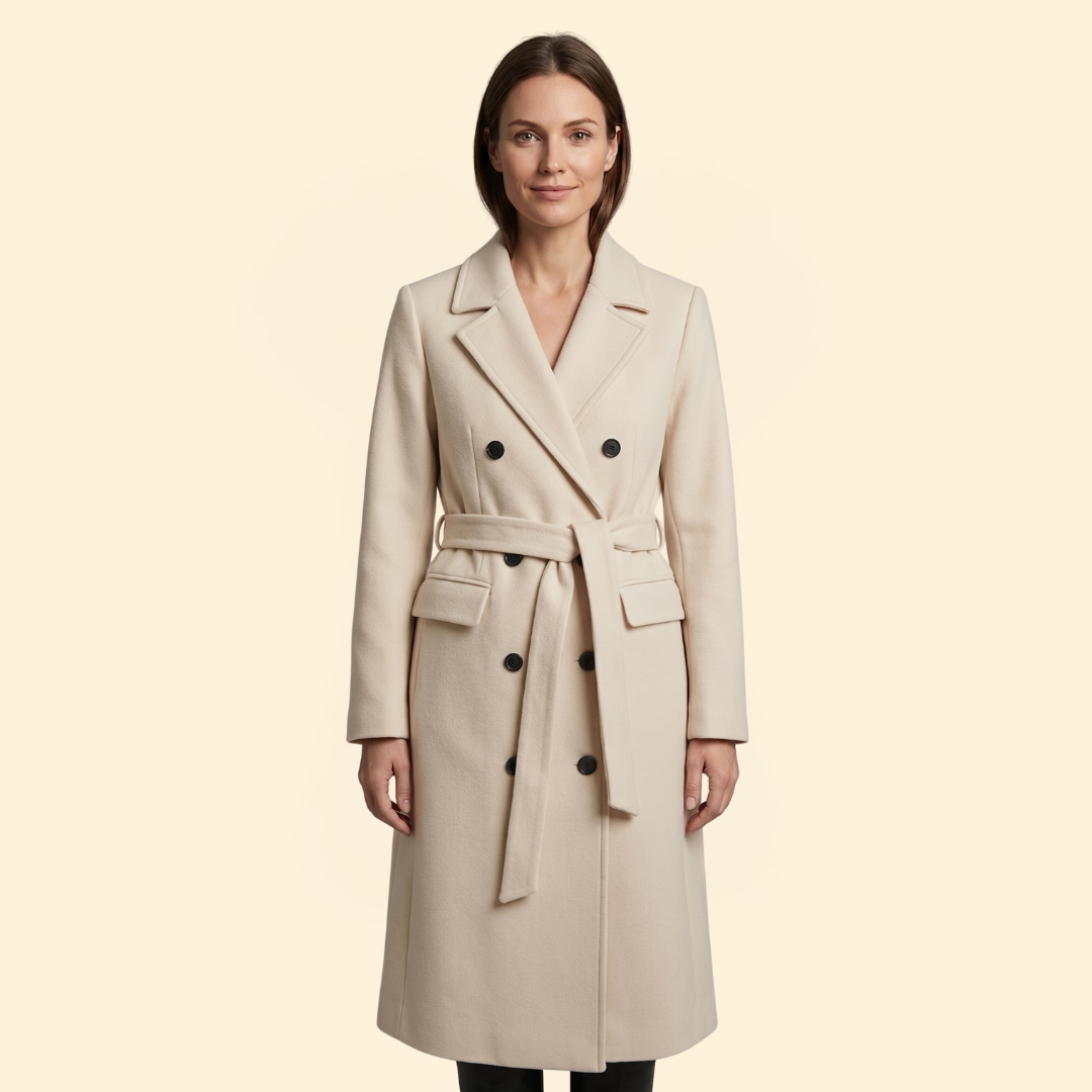 Trenchcoat Damen mit Zweireiher-Knopfleiste und Breitem Revers