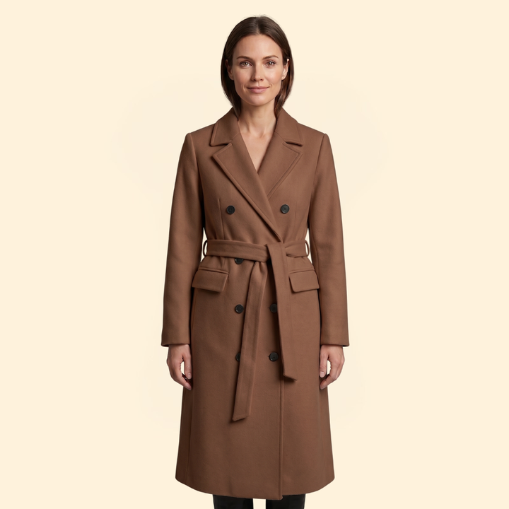 Trenchcoat Damen mit Zweireiher-Knopfleiste und Breitem Revers