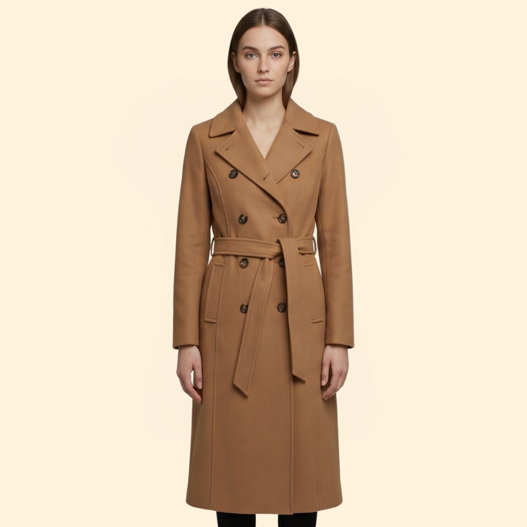 Trenchcoat Damen mit Zweireiher-Knopfleiste und Breitem Revers