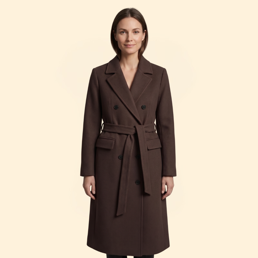 Trenchcoat Damen mit Zweireiher-Knopfleiste und Breitem Revers