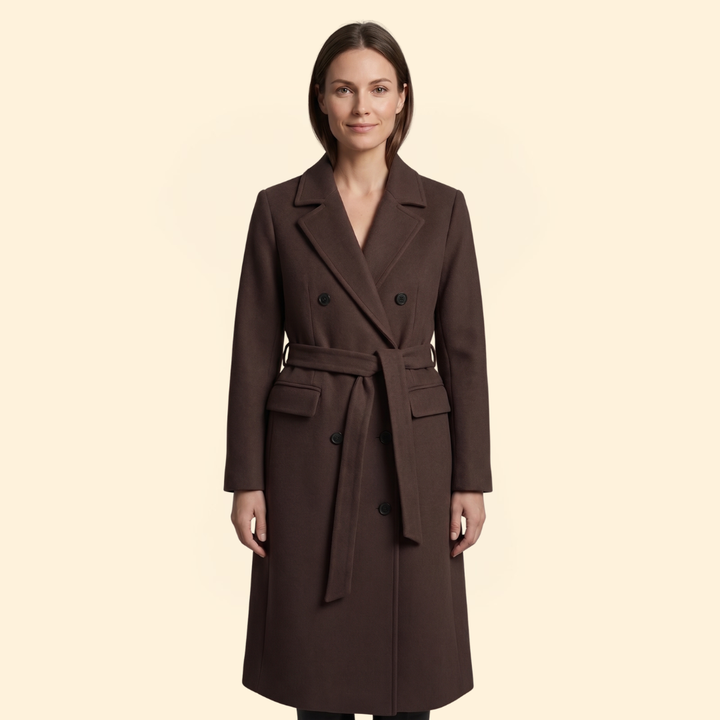 Trenchcoat Damen mit Zweireiher-Knopfleiste und Breitem Revers