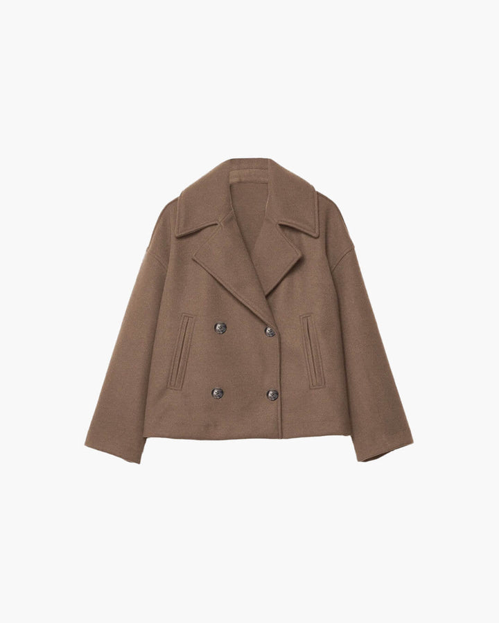 Trenchcoat Damen mit Zweireiher-Knopfleiste und Kurzem Schnitt