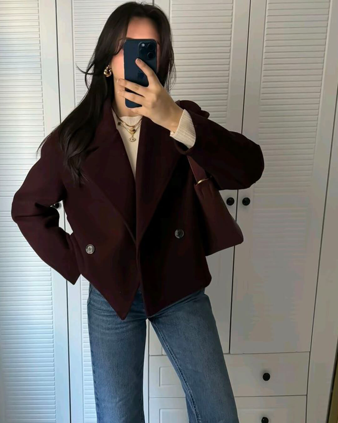 Trenchcoat Damen mit Zweireiher-Knopfleiste und Kurzem Schnitt