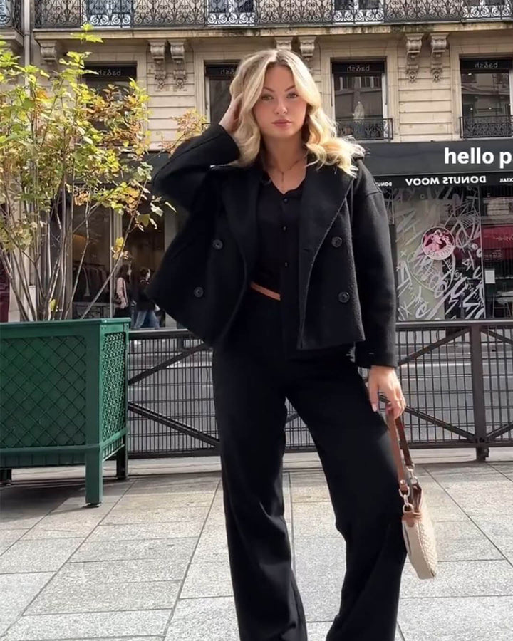Trenchcoat Damen mit Zweireiher-Knopfleiste und Kurzem Schnitt