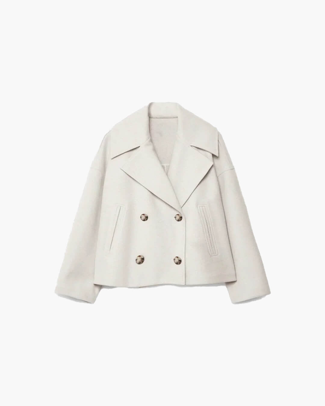 Trenchcoat Damen mit Zweireiher-Knopfleiste und Kurzem Schnitt