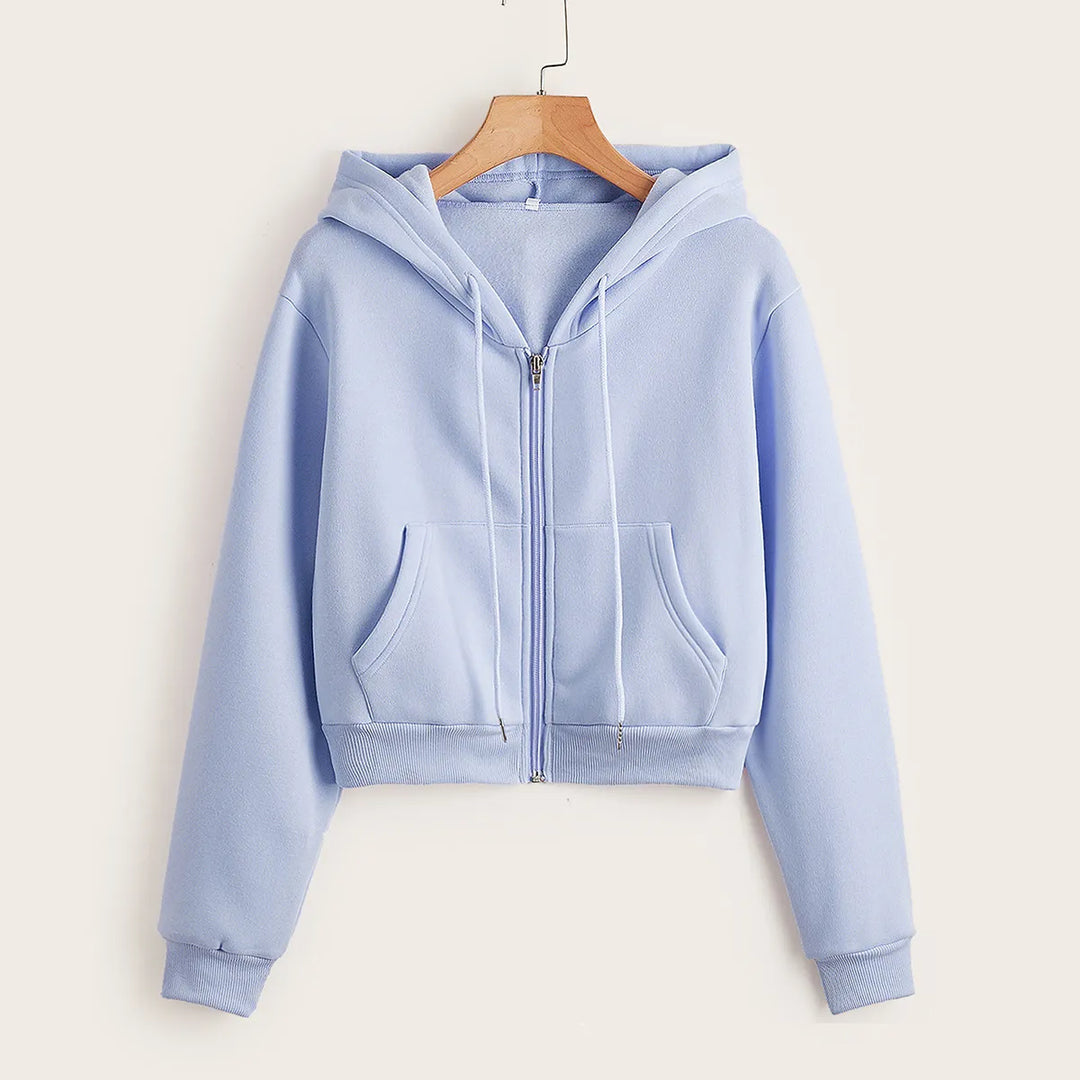 Übergangsjacke Damen mit Kurzem Schnitt und Rundhalsausschnitt