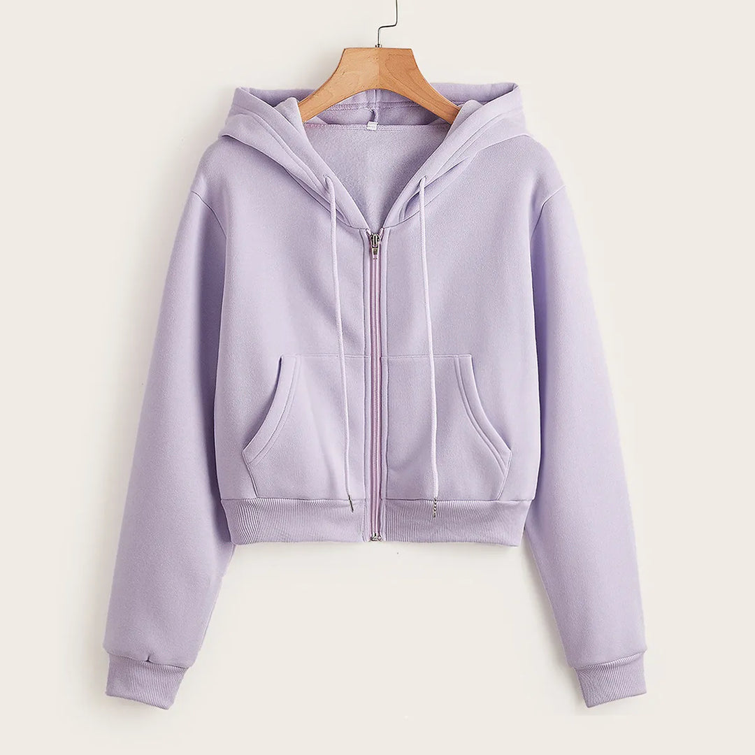 Übergangsjacke Damen mit Kurzem Schnitt und Rundhalsausschnitt