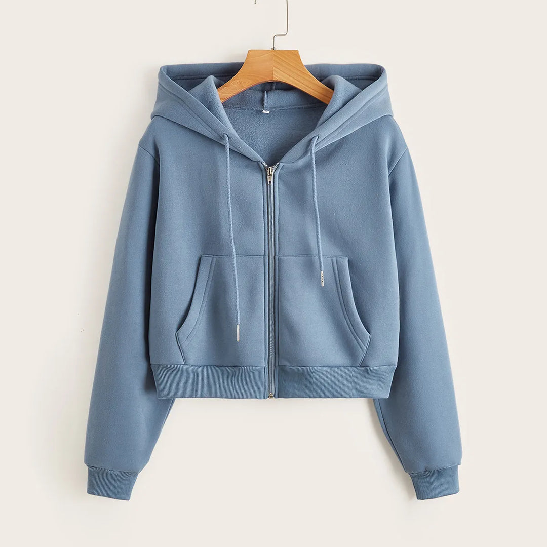 Übergangsjacke Damen mit Kurzem Schnitt und Rundhalsausschnitt