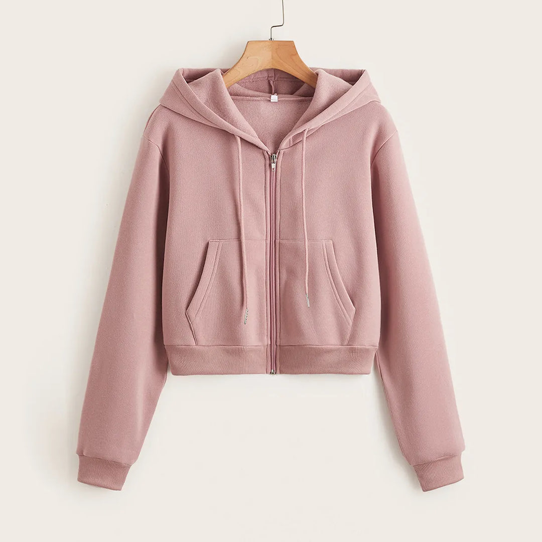 Übergangsjacke Damen mit Kurzem Schnitt und Rundhalsausschnitt