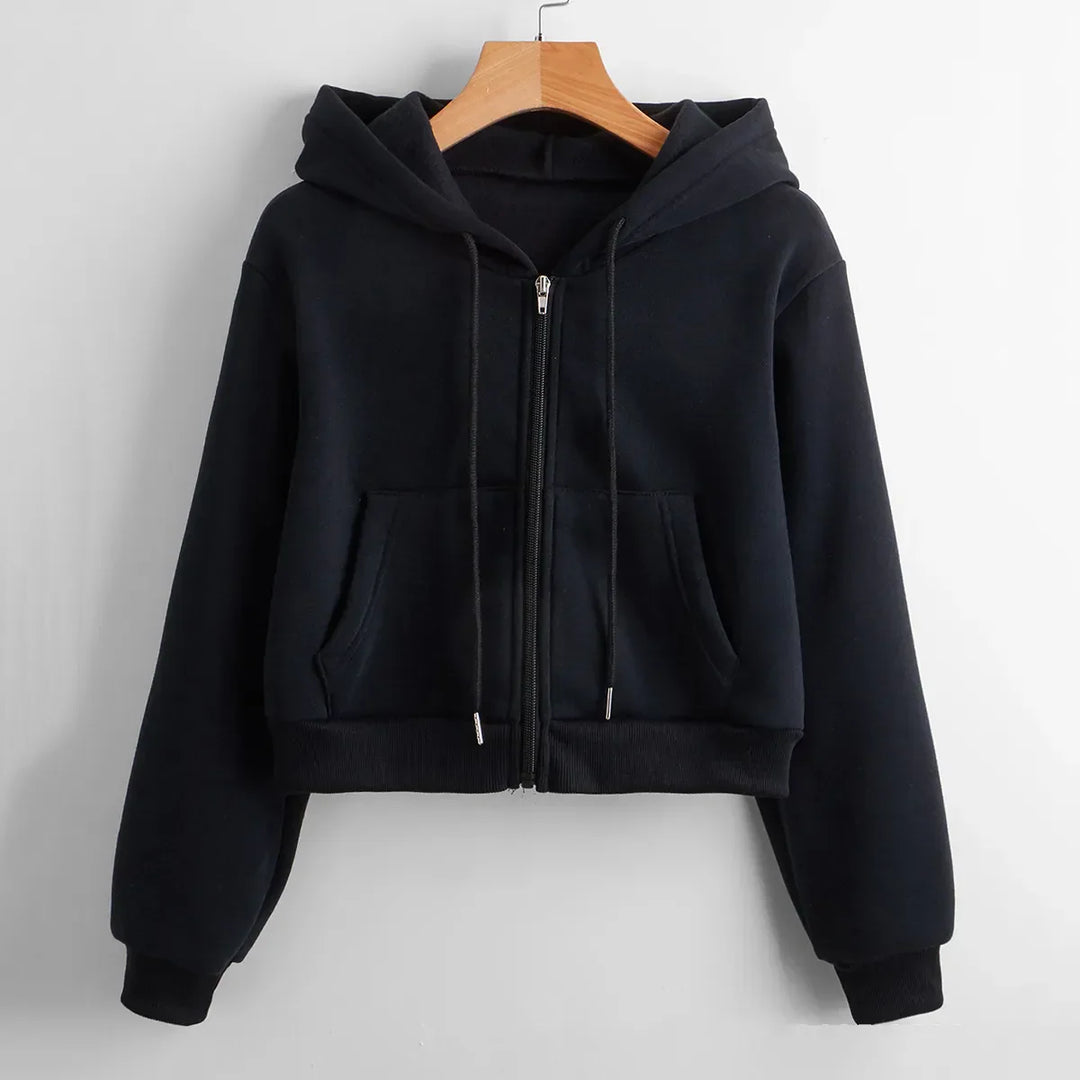 Übergangsjacke Damen mit Kurzem Schnitt und Rundhalsausschnitt
