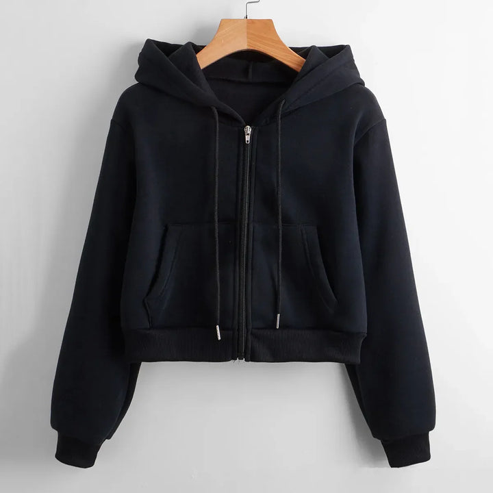 Übergangsjacke Damen mit Kurzem Schnitt und Rundhalsausschnitt