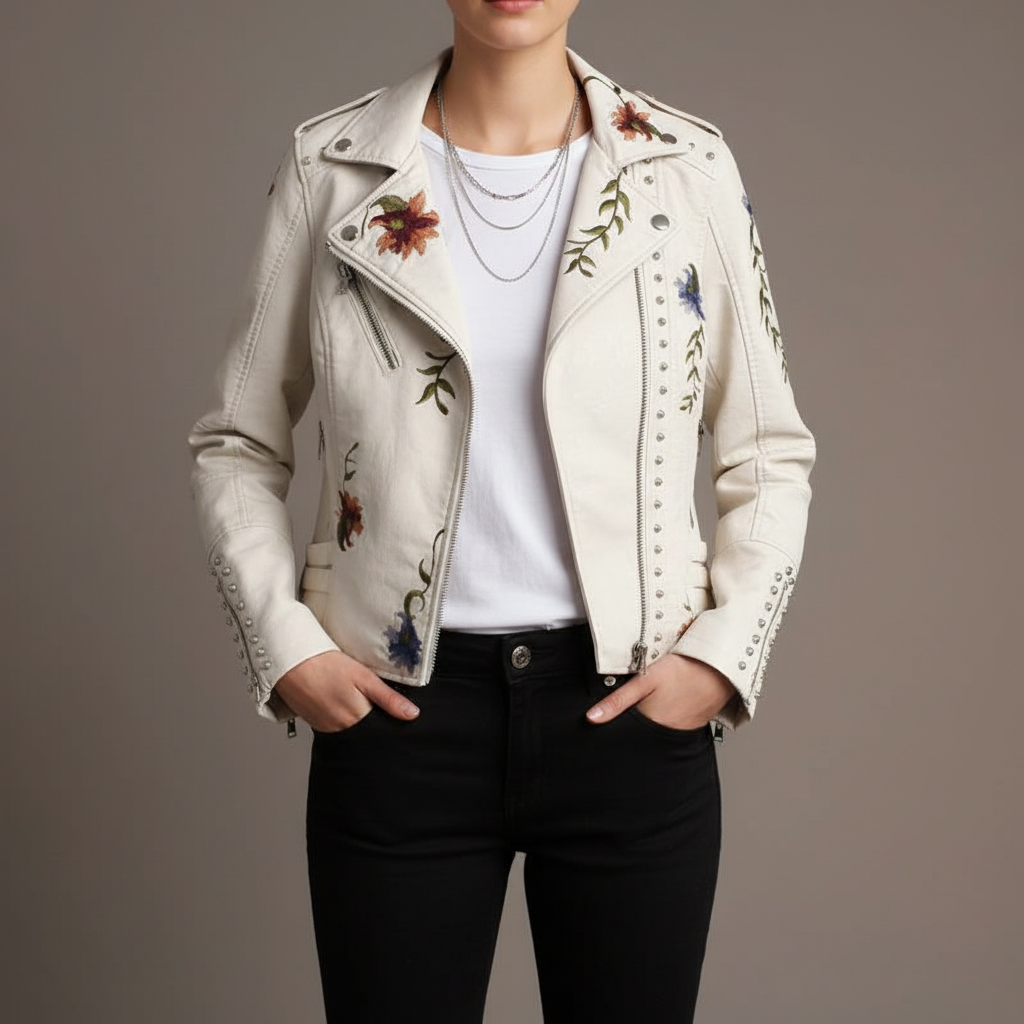 Übergangsjacke Damen mit Reißverschluss und Nietendetails