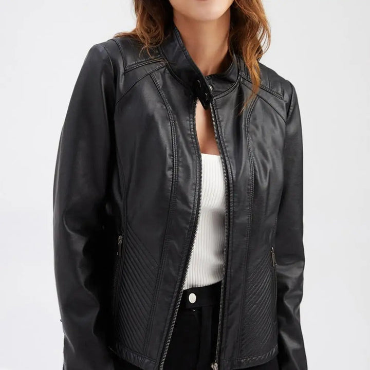 Übergangsjacke Damen mit Reverskragen und Diagonalem Reißverschluss