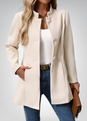 Übergangsjacke Damen mit Umlegekragen und Verdeckter Knopfleiste