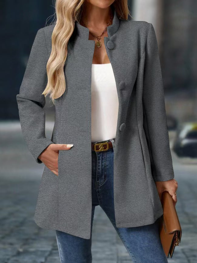 Übergangsjacke Damen mit Umlegekragen und Verdeckter Knopfleiste
