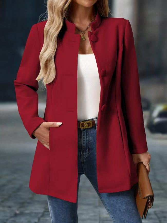 Übergangsjacke Damen mit Umlegekragen und Verdeckter Knopfleiste
