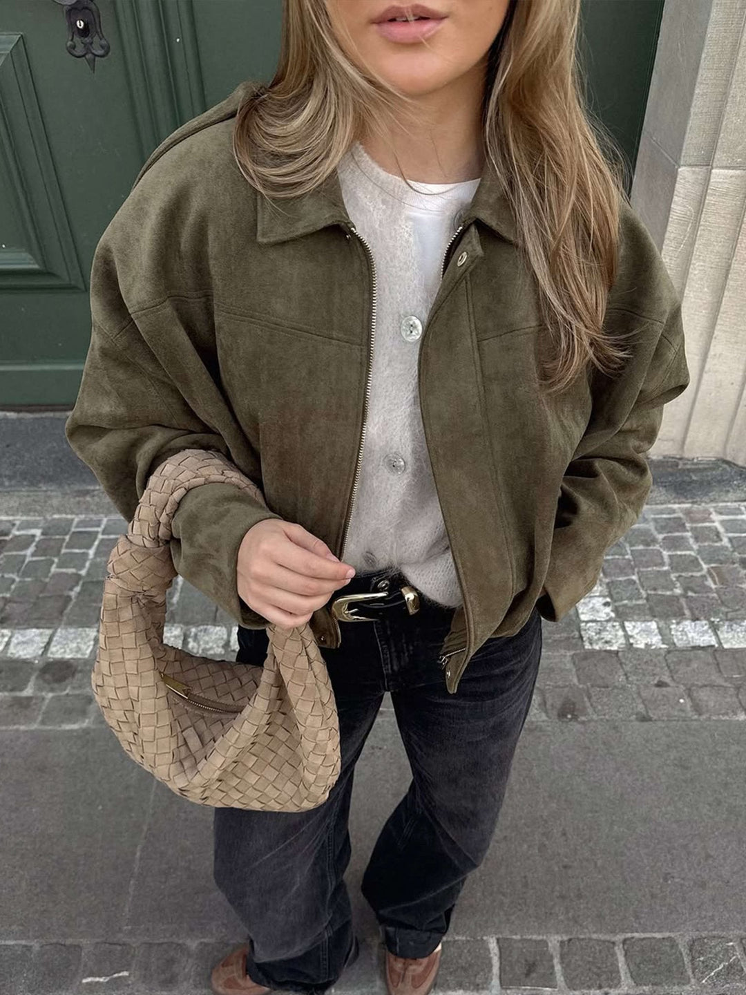 Übergangsjacke Damen im Bomber-Stil mit Stehkragen