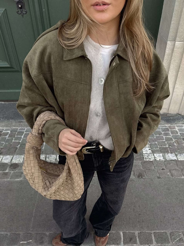 Übergangsjacke Damen im Bomber-Stil mit Stehkragen