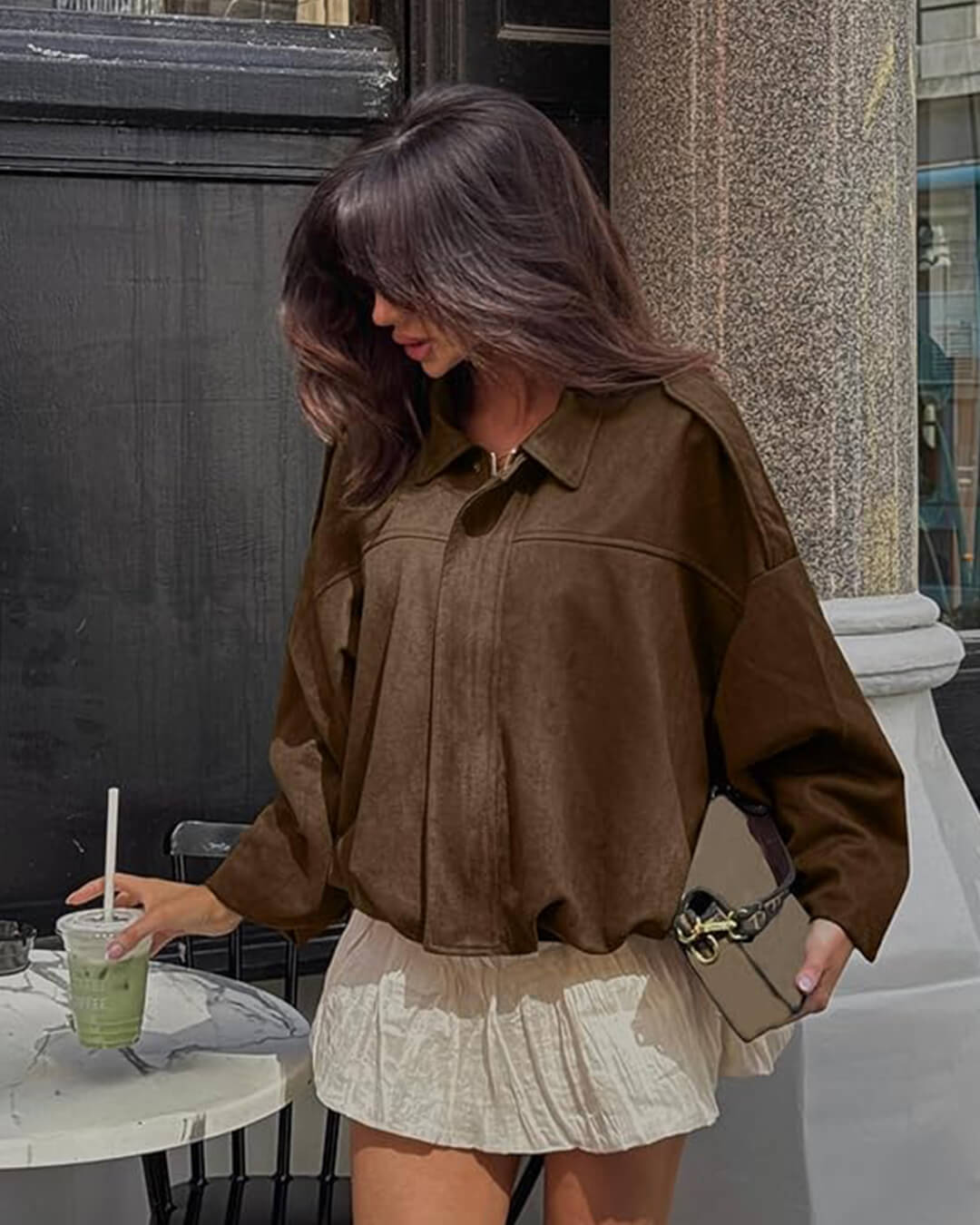 Übergangsjacke Damen im Bomber-Stil mit Stehkragen