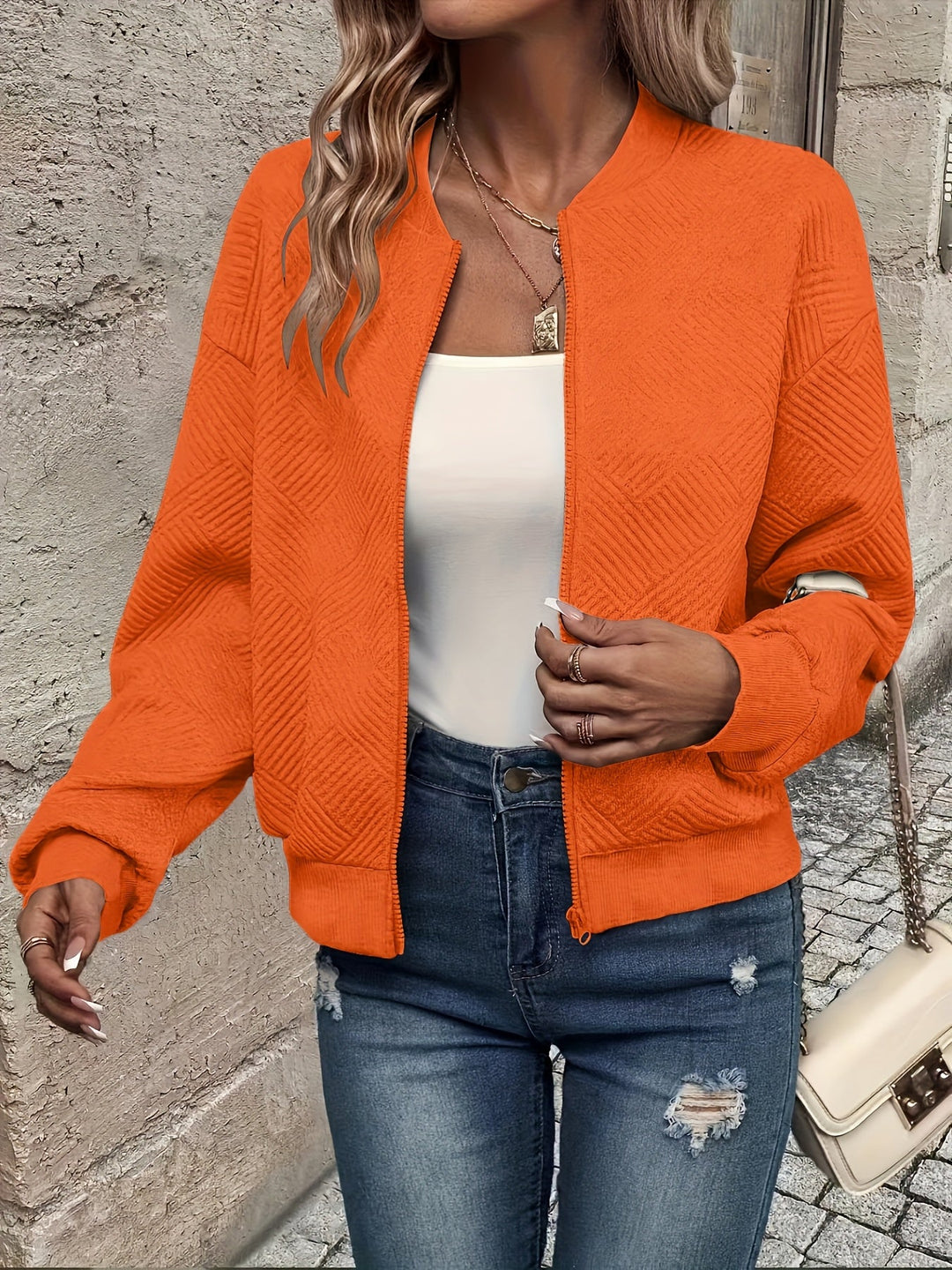Übergangsjacke Damen mit Durchgehendem Reißverschluss und Leichtem Design