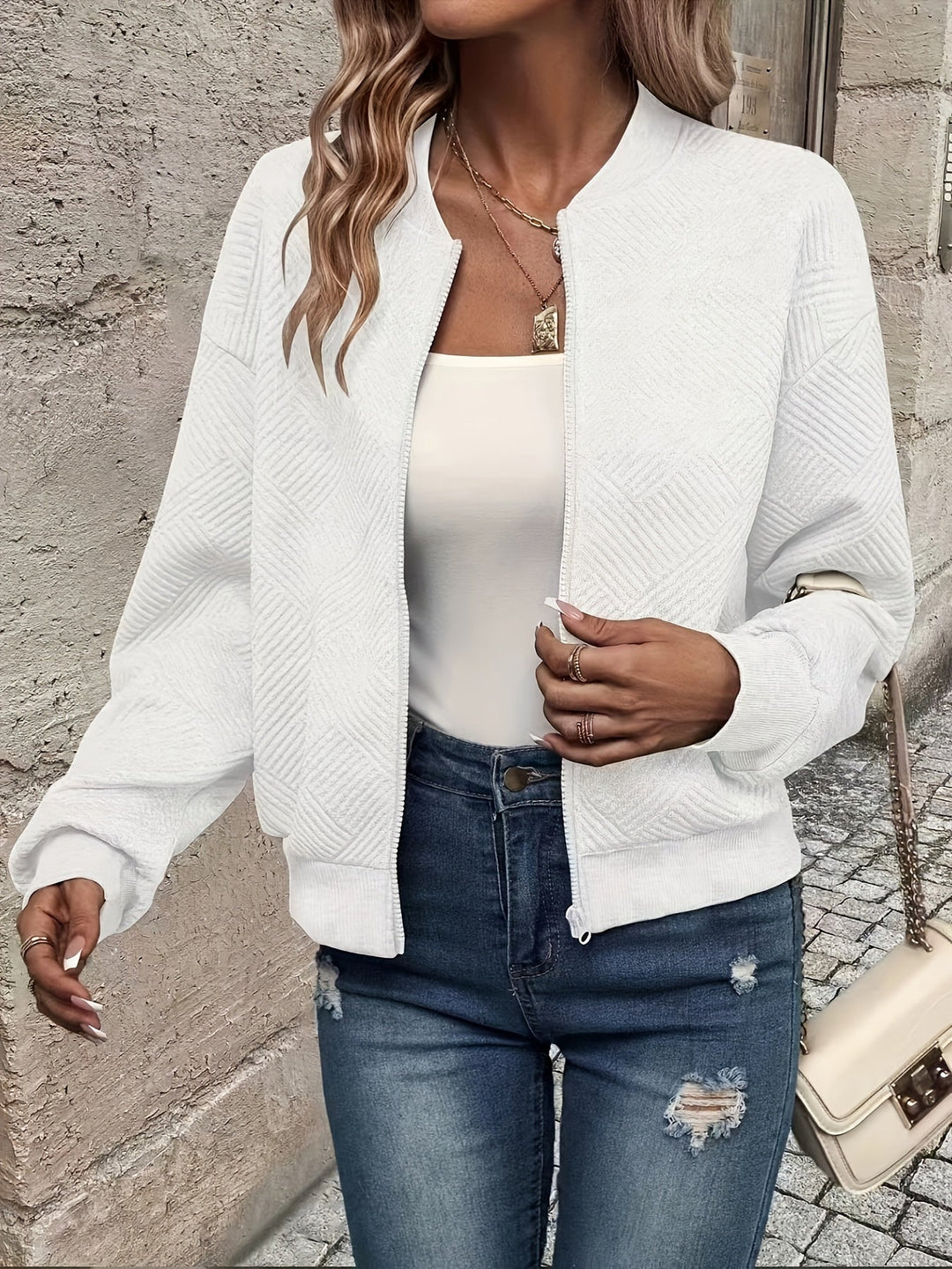 Übergangsjacke Damen mit Durchgehendem Reißverschluss und Leichtem Design