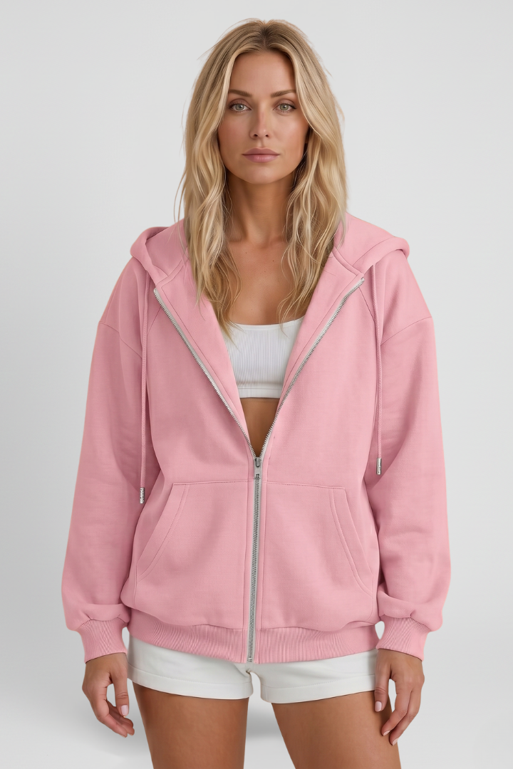 Übergangsjacke Damen mit Kapuze und Asymmetrischem Reißverschluss
