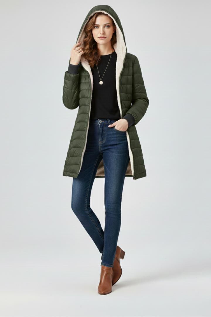 Übergangsjacke Damen mit Kapuze und Steppung