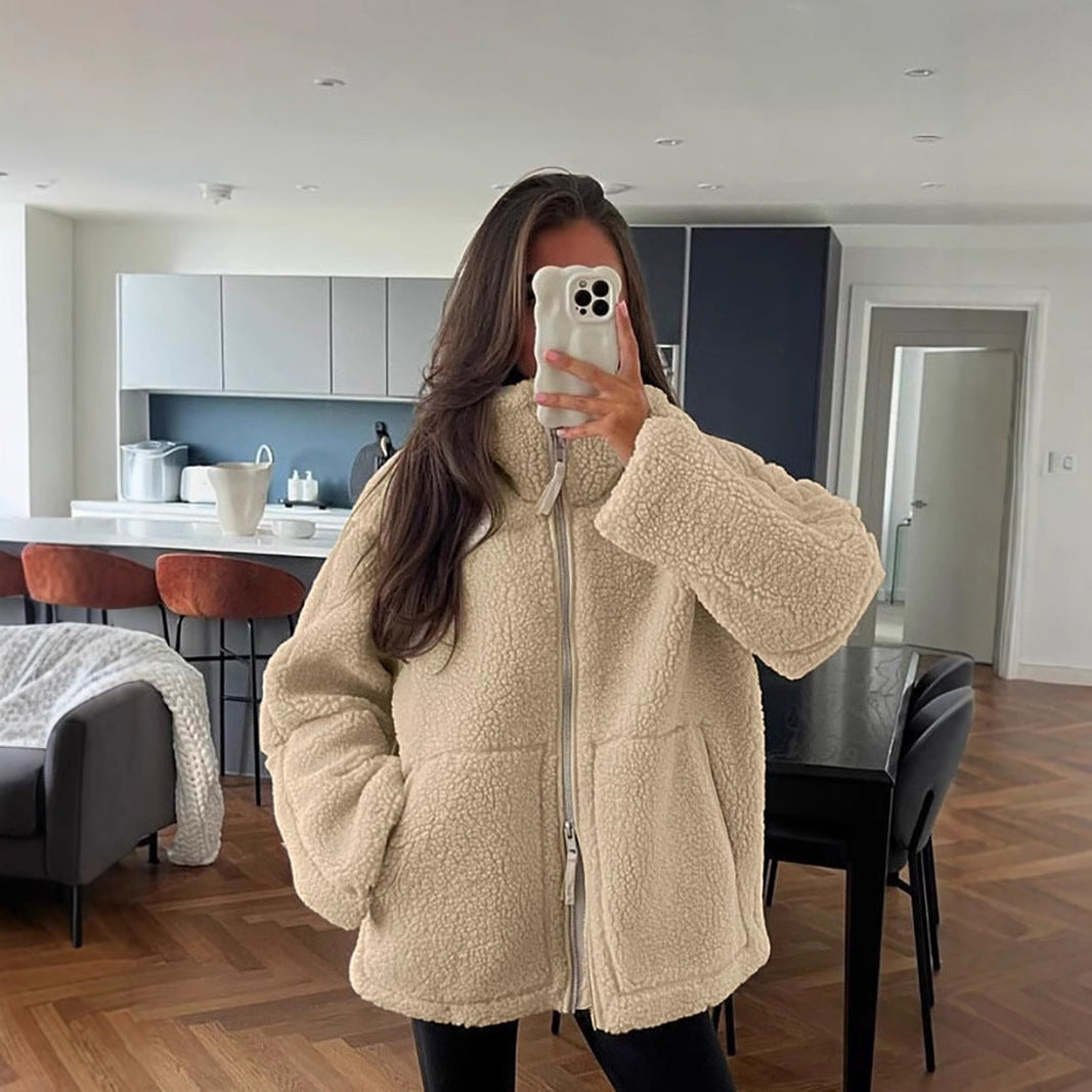 Übergangsjacke Damen mit Stehkragen und Weicher Oberfläche