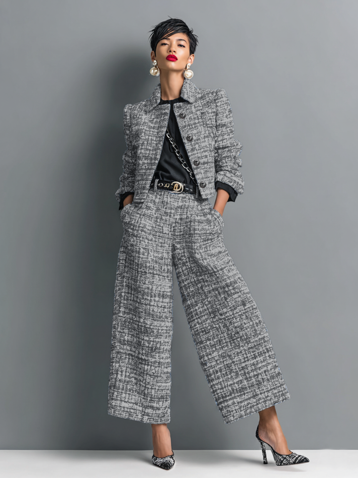 Valea Damen Zweiteiler mit Langarmjacke und weiter Hose