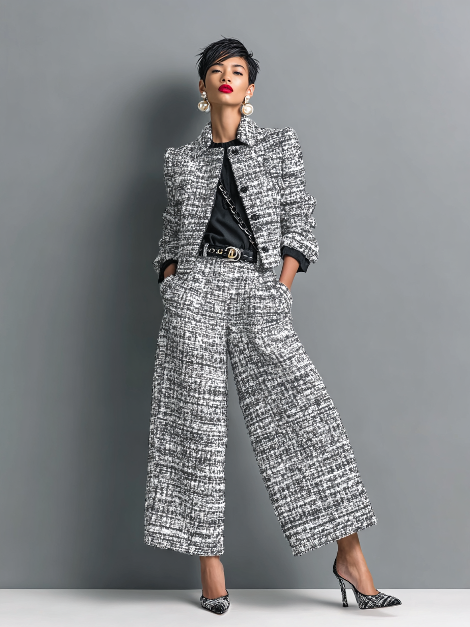 Valea Damen Zweiteiler mit Langarmjacke und weiter Hose – Grau
