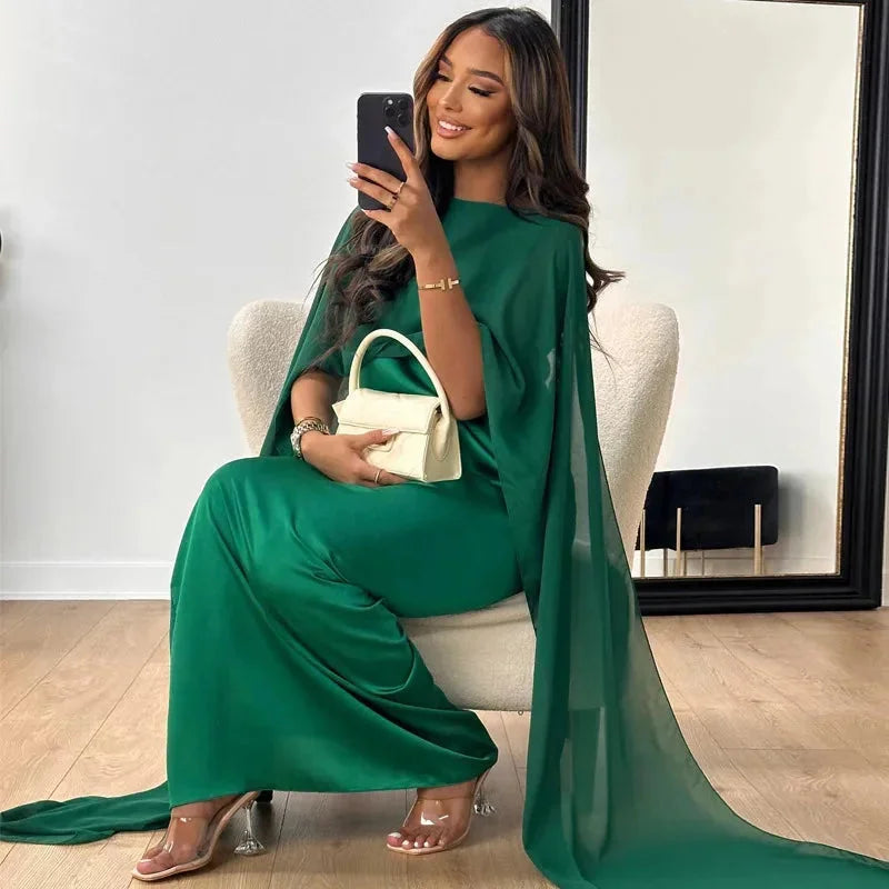 Valentina | Cape Maxikleid für Hochzeitsgäste