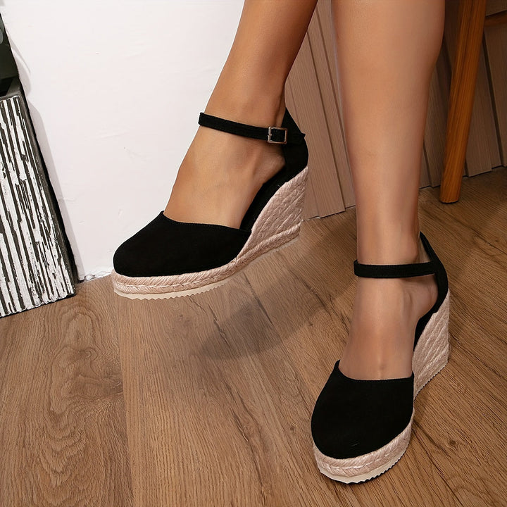 Valentina | Damen Geflochtene Keilabsatz Plateausandalen