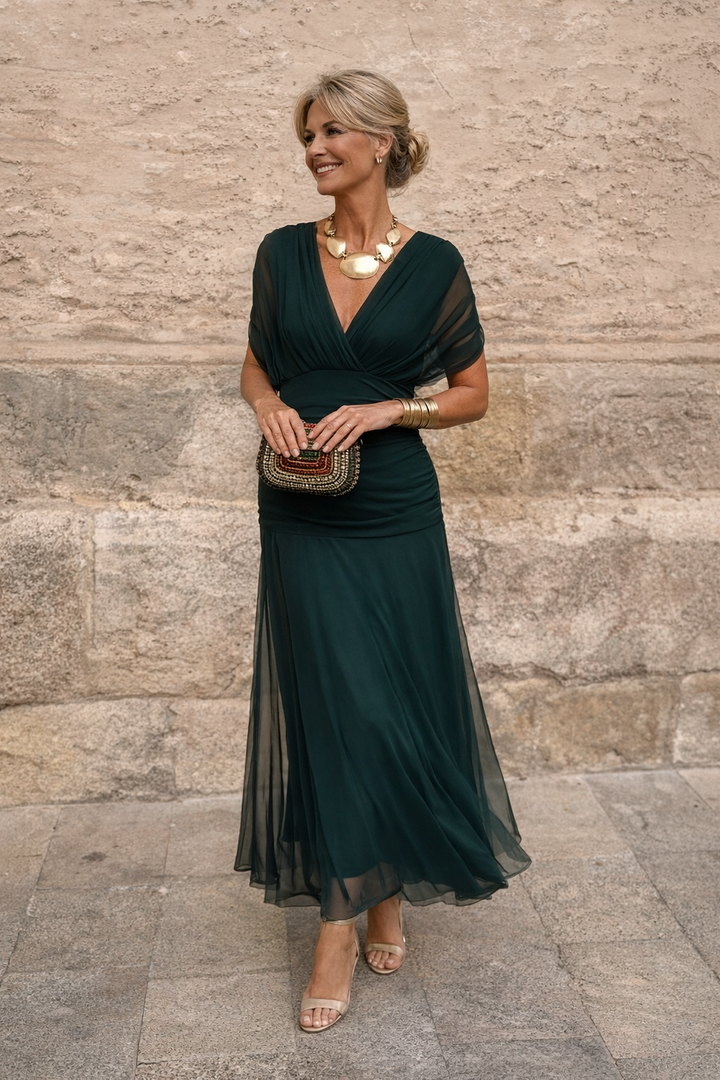 Valentina | Festliches Maxikleid mit V-Ausschnitt