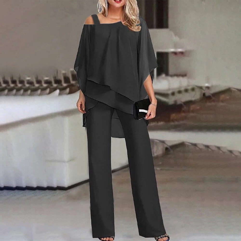 Valeria | Damen Schulterfreier Weites-Bein Jumpsuit