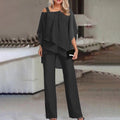 Valeria | Damen Schulterfreier Weites-Bein Jumpsuit