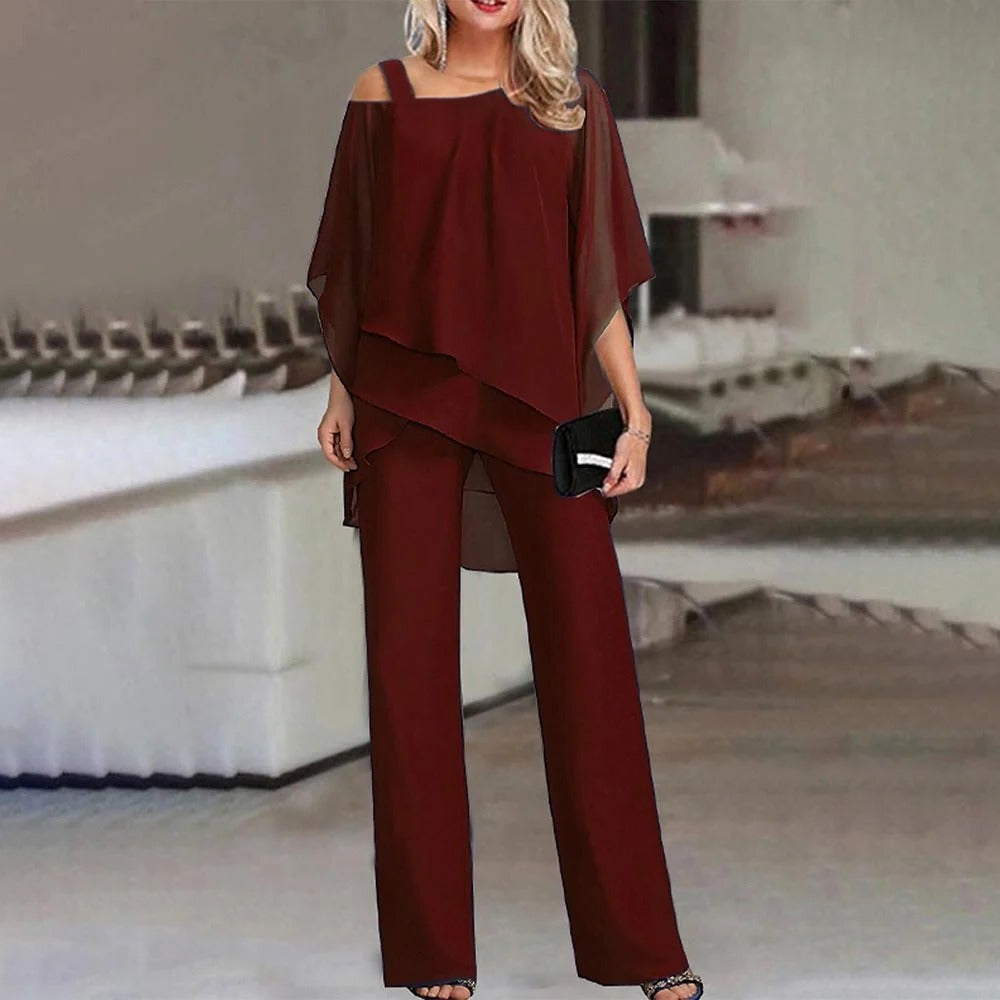 Valeria | Damen Schulterfreier Weites-Bein Jumpsuit
