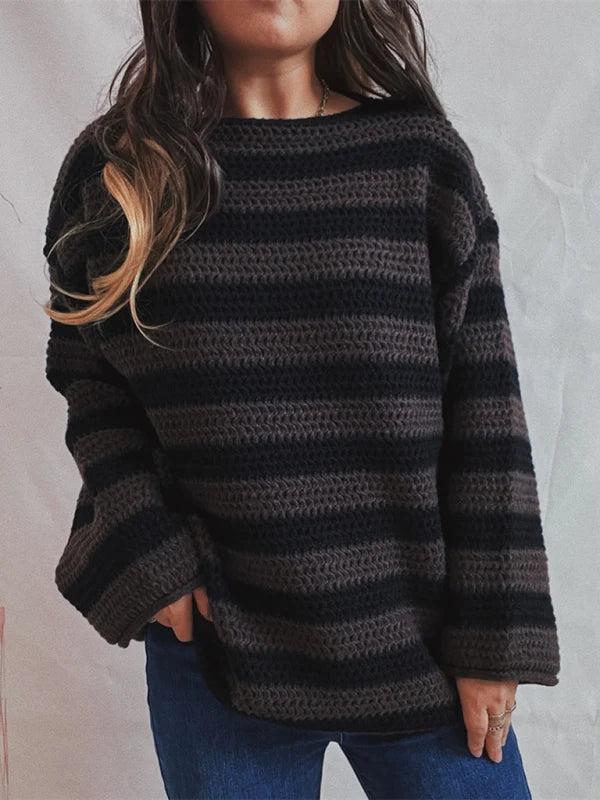 Damen Strickjumper in Streifenoptik, grob gestrickt, Regular Fit – 2