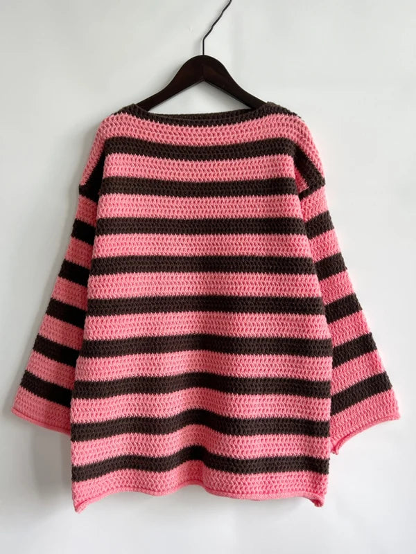 Damen Strickjumper in Streifenoptik, grob gestrickt, Regular Fit – 5