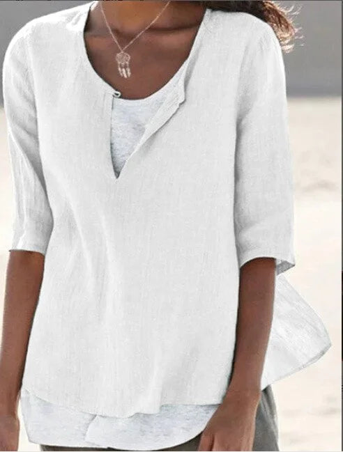 Vera | Damen Leinenbluse im Lagenlook