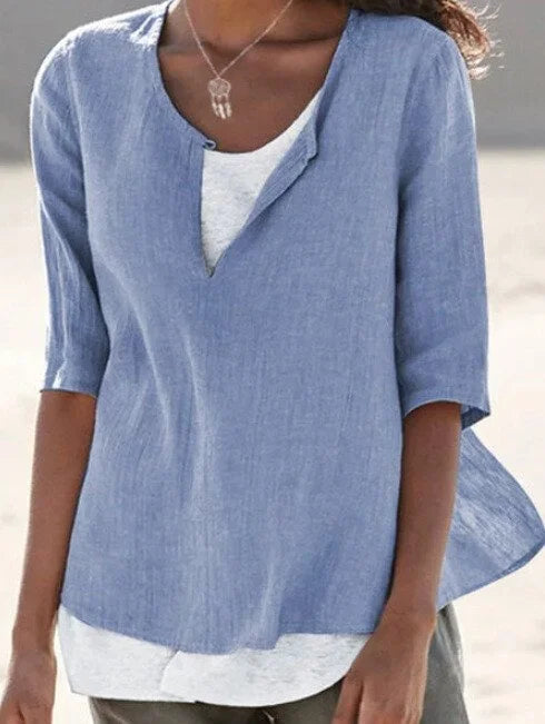 Vera | Damen Leinenbluse im Lagenlook