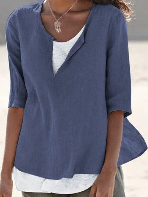 Vera | Damen Leinenbluse im Lagenlook