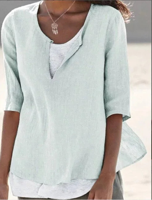 Vera | Damen Leinenbluse im Lagenlook